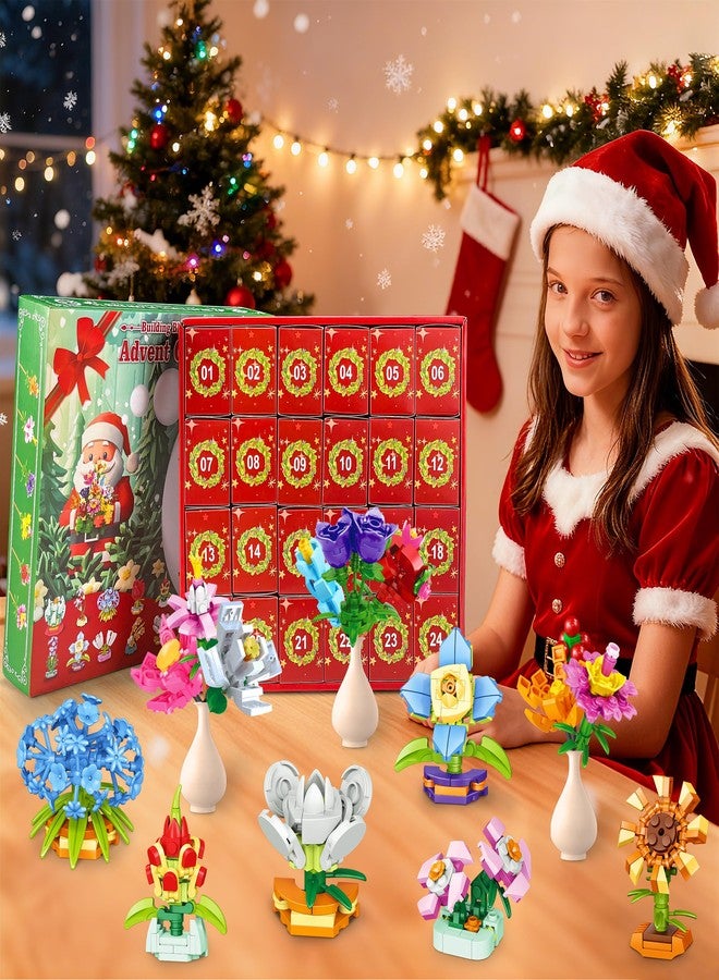 LINAYE Flower Advent Calendar 2025 Building Blocks Toys Set - Christmas Holiday Countdown Calendar Set for Girls Women, 24 Mimi Flowers Buildable Surprises for Kids Age 6+ Gifts Party Favors - Image 3